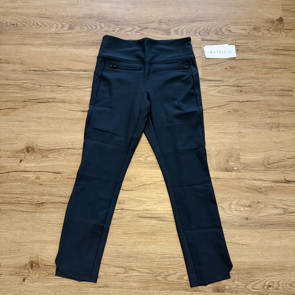 NWT Athleta Charcoal‎ Stellar Crop Pant Ankle Leggings / Zip Side Pockets Small